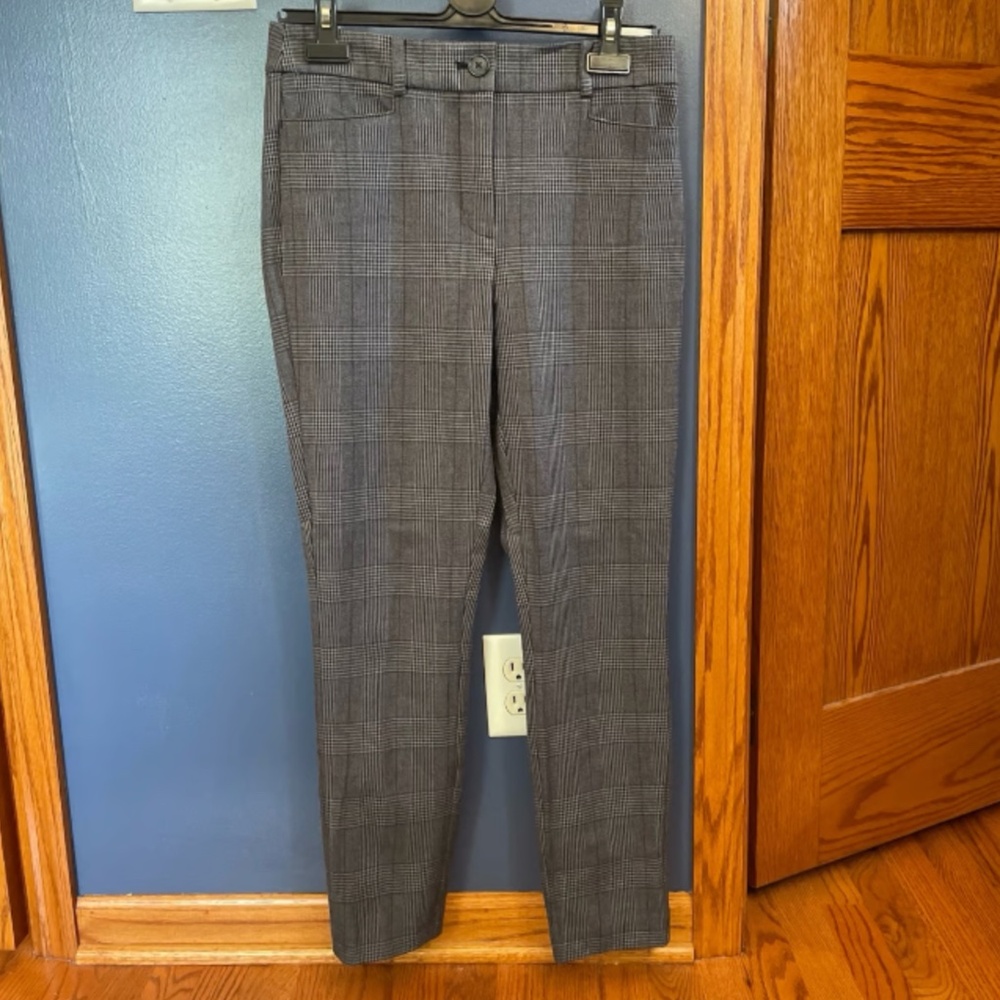 LOFT Gray Plaid Trousers